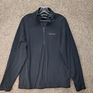 Marmot‎ Mens Quarter Zip Fleece Pullover Black Large CC-431 Hiking Outdoor Layer